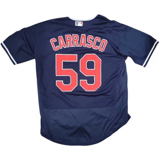 Vintage Cleveland Indians #59 Carrasco Navy Blue Jersey With